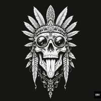 Aztec steampunk skull